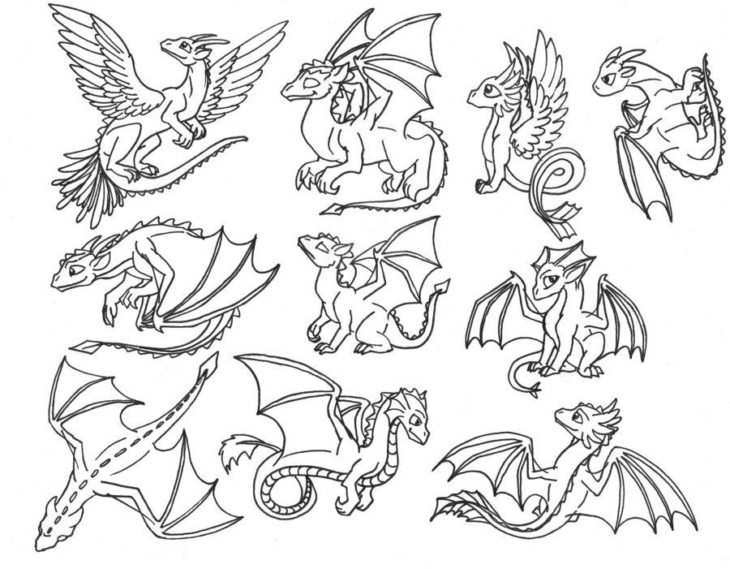 200 картинок драконов для срисовки